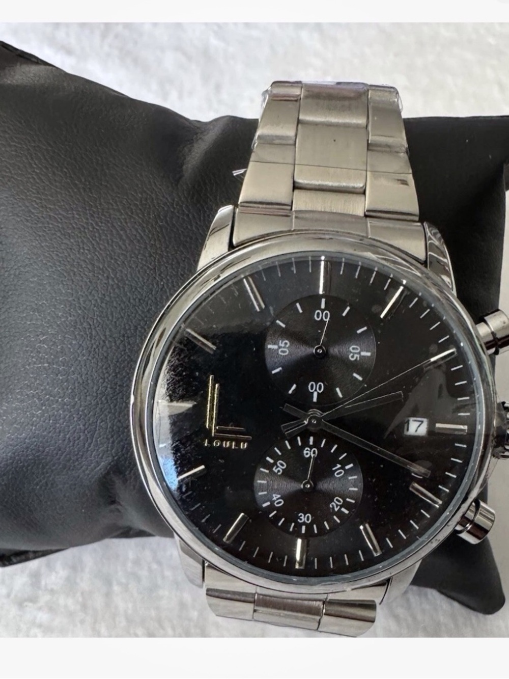 Loulu NIB Stainless Steel Men's Quartz Chronograph Watch - Black Dial